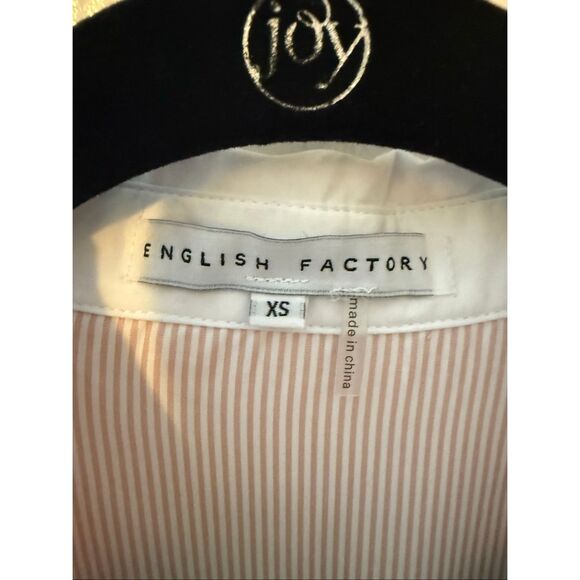 English Factory Long Sleeve Striped Button Down Shirt Ruffle Back - Picture 2 of 5